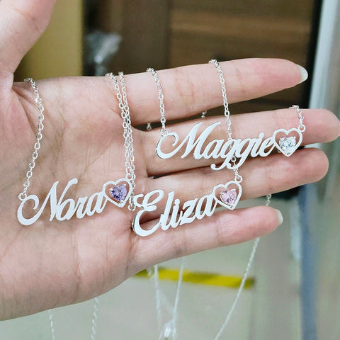 Personalized Name Necklace with Birthstone HNS Studio Canada 