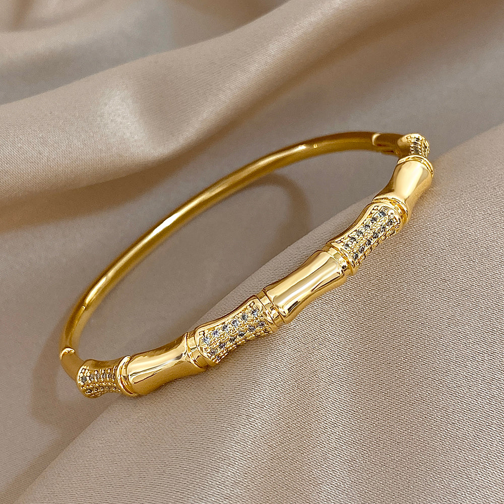 18K Gold Plated Bamboo Bangle HNS Studio Canada 