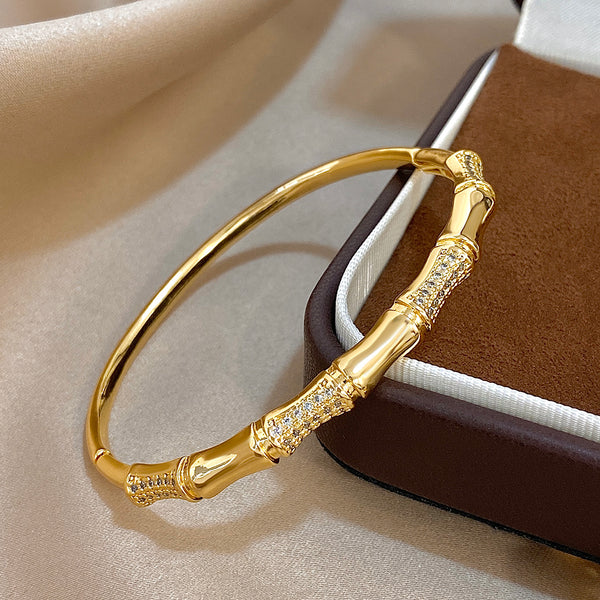 18K Gold Plated Bamboo Bangle HNS Studio Canada 