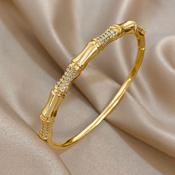 18K Gold Plated Bamboo Bangle HNS Studio Canada 