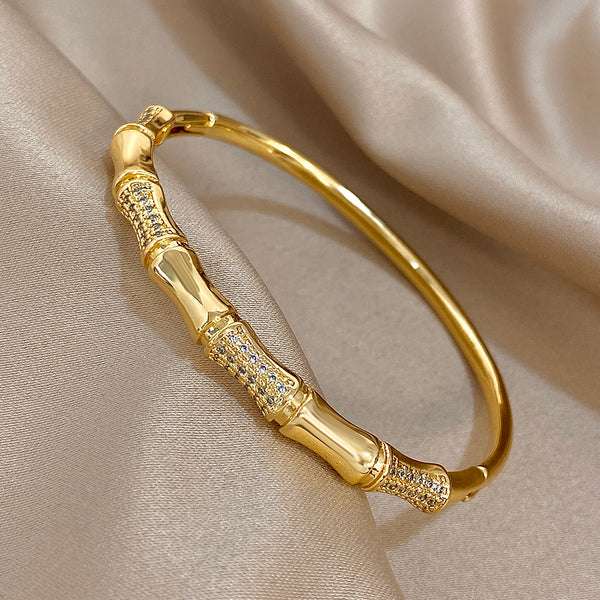 18K Gold Plated Bamboo Bangle HNS Studio Canada 