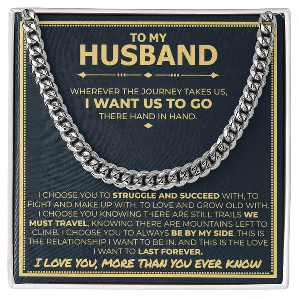 Stainless Steel Cuban Chain Necklace-  Husband Gift
