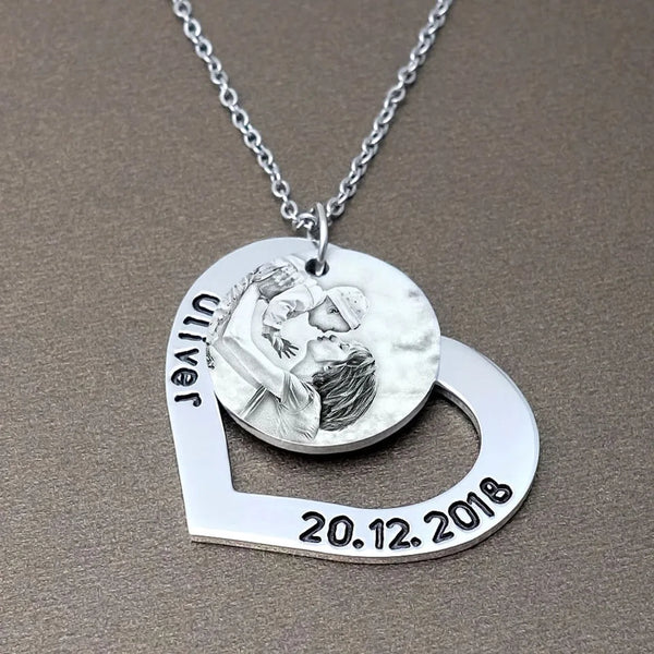 Custom Photo Necklace with Date and Name HNS Studio Canada 
