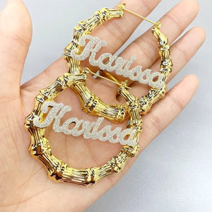 Custom Name Earrings with Bling HNS Studio Canada 