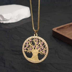 Personalized Tree of Life Necklace with Birthstone and Initials HNS Studio Canada 