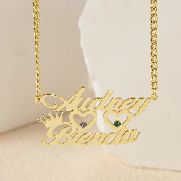 Two Names Necklace with Birthstones HNS Studio Canada 