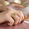 Women's 1.8 carat simulated diamond wedding ring set in 14K gold-plated sterling silver.