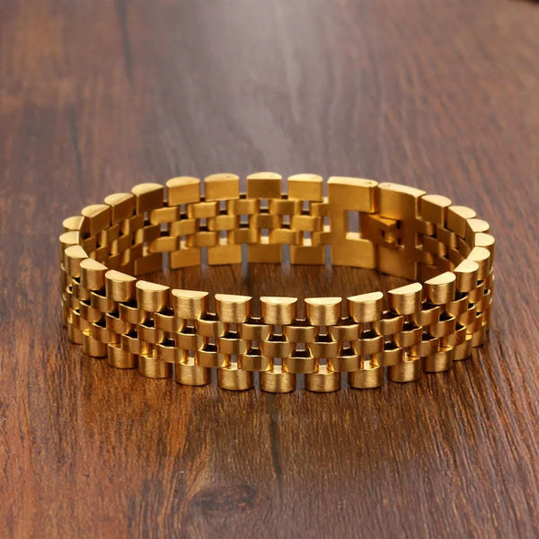 15mm Link Chain Gold Bracelet HNS Studio Canada 