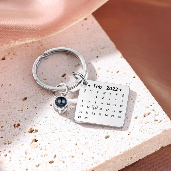 Personalized Calendar Keychain with Photo Projection