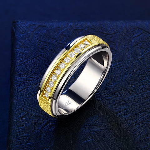 Men Promise Ring Band Sterling Silver- Gold Plated HNS Studio Canada 