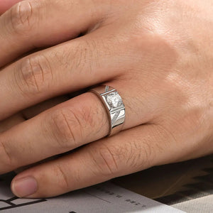 Men Moissanite Ring Engagement Ring 925 Sterling Silver HNS Studio Canada 