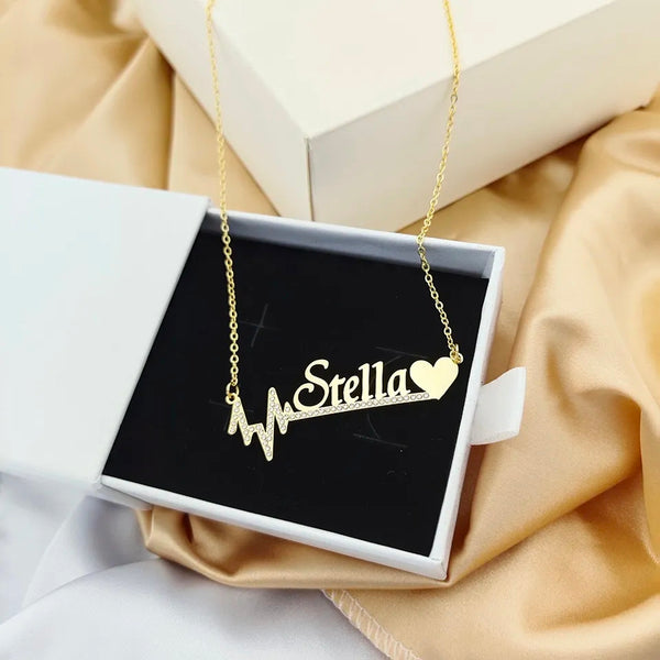 Personalized Heartbeat Name Necklace HNS Studio Canada 