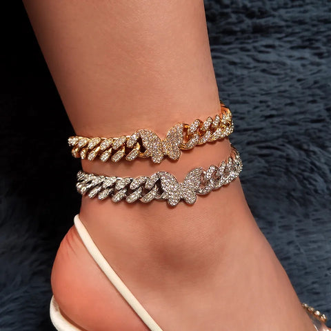 CZ Butterfly Miami Cuban Anklet HNS Studio Canada 