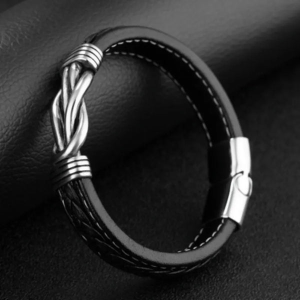 Mother and Son Forever Linked Together Braided Leather Bracelet HNS Studio Canada 