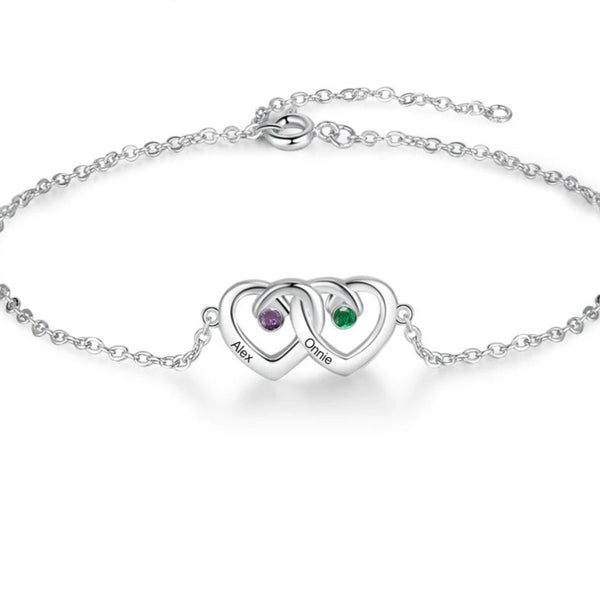 Interlocking Heart Promise Bracelet with Two Stones HNS Studio Canada 