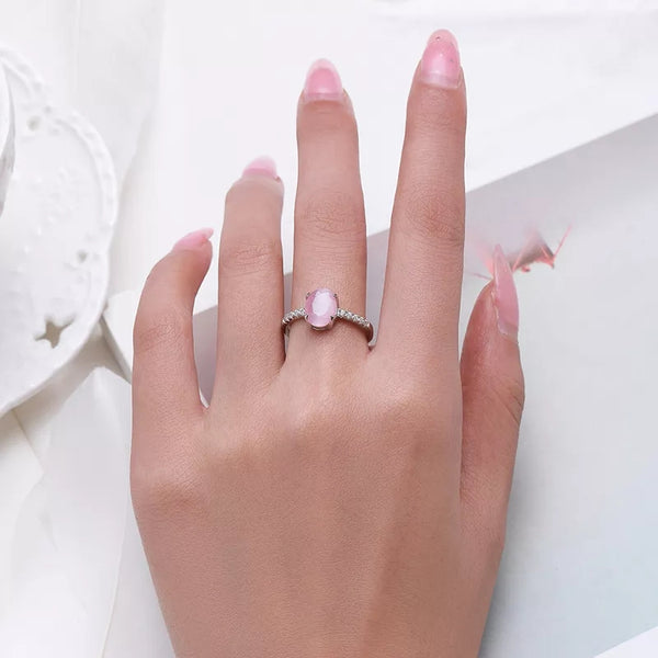 Pink Opal Ring 925 Sterling Silver