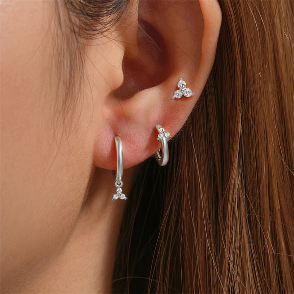 Huggie Hoop Gift Set Sterling Silver-3 Pair of Earrings