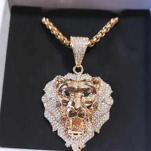 Lion Head Pendant Bling Out Necklace- Large Size HNS Studio Canada 
