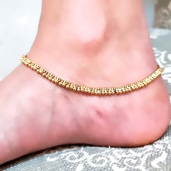 Gold Filled Anklet with Small Beads HNS Studio Canada 