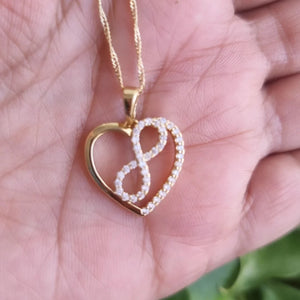 Gold-Filled Heart Necklace with Infinity Symbol – Timeless Elegance