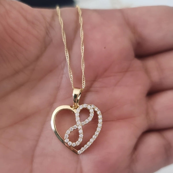 Gold-Filled Heart Necklace with Infinity Symbol – Timeless Elegance