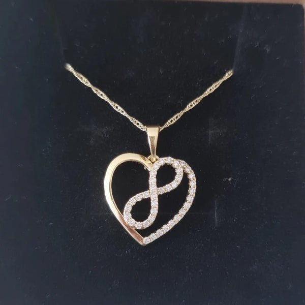 Gold-Filled Heart Necklace with Infinity Symbol – Timeless Elegance