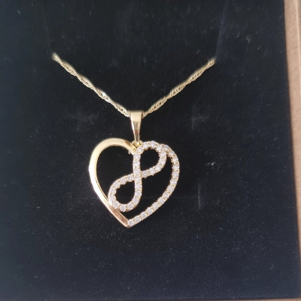 Gold-Filled Heart Necklace with Infinity Symbol – Timeless Elegance