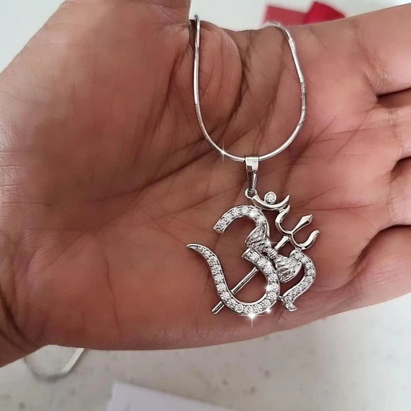 Lord Shiva OM Pendant Necklace-Silver