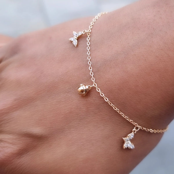 Dainty Butterfly Anklet or Bracelet- Gold Plated
