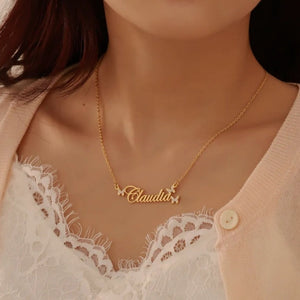 Custom Name Necklace with Bling Butterfly