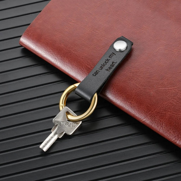 Personalized Leather keychain-Gold Ring