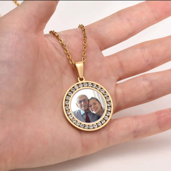 Personalized Photo Necklace with Message | Custom Engraved Pendant – HNS Studio