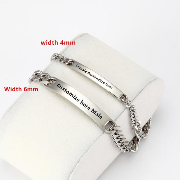 Personalized Engraved Couples Matching Bracelets with Gift Box HNS Studio Canada 