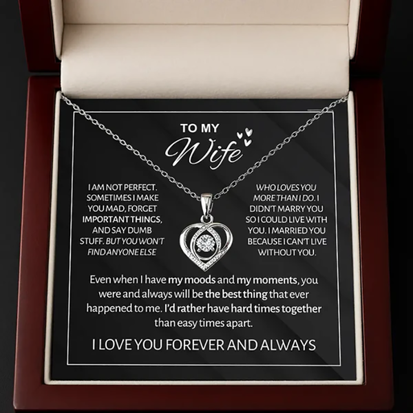 To My Wife Heart Necklace From Husband-Sterling Silver