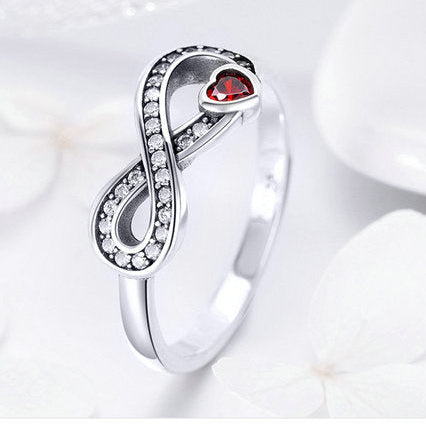 Infinity Garnet Birthstone Ring – 925 Sterling Silver January Promise Ring for Women