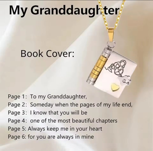 Custom Book Necklace – Personalized Mini Book Pendant Gift for Granddaughter