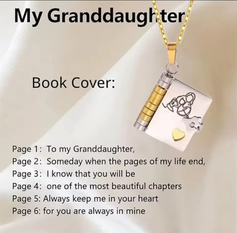 Custom Book Necklace – Personalized Mini Book Pendant Gift for Granddaughter
