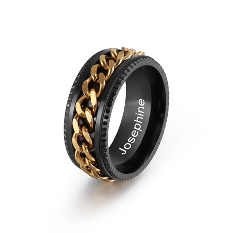Stainless Steel Chain Spinner Ring-Engraved Promise Ring