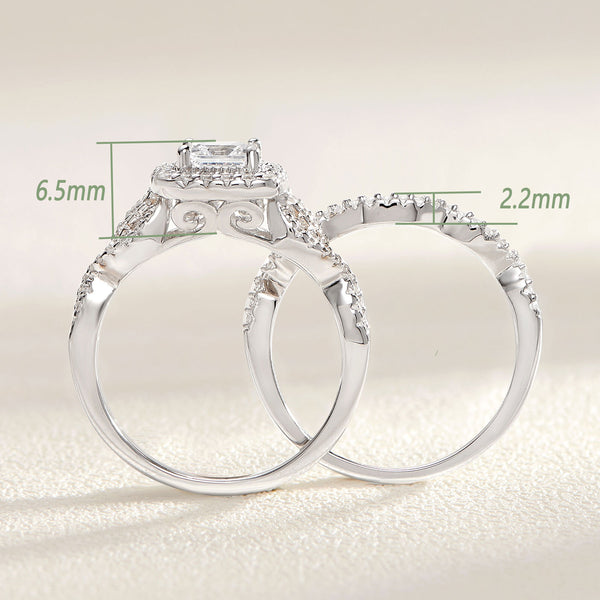 Princess Cut Sterling Silver Women's Wedding Ring Set