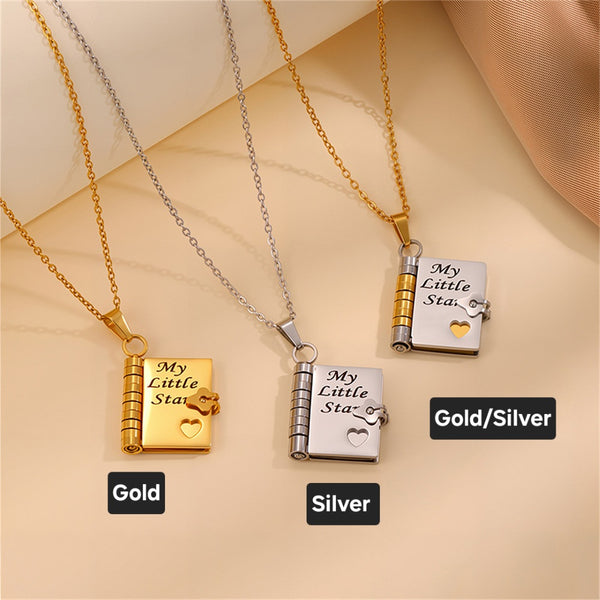 Custom Book Necklace – Personalized Mini Book Pendant Gift for Daughter, Son, Granddaughter, Grandson | HNS Studio