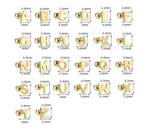 Letter Studs Sterling Silver