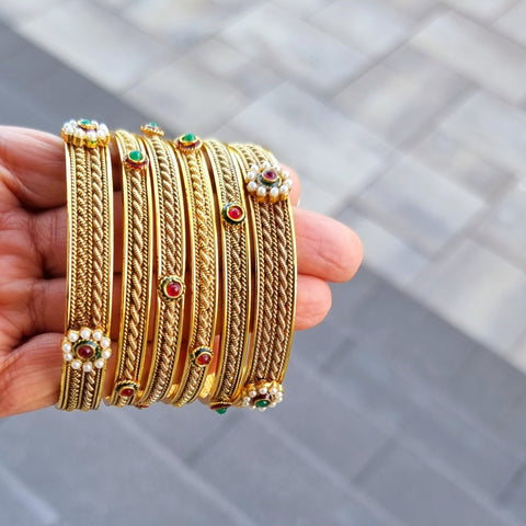 Rustic Gold Plated Bangles 