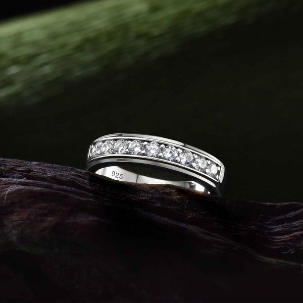 Men Promise Ring Band Sterling Silver