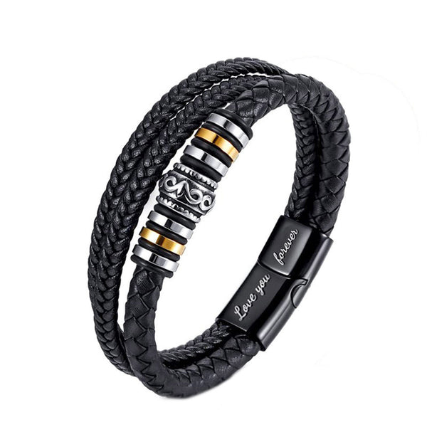 To My Son Never Forget How Much I Love You Braided Leather Bracelet