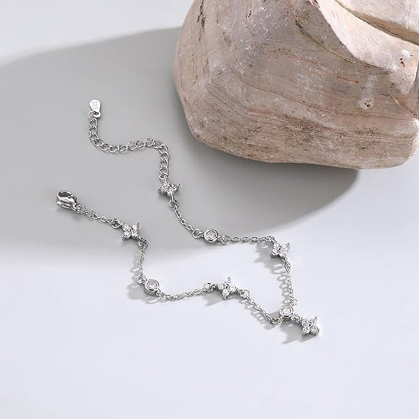 Zircon Flower Anklet for Women – Dainty Floral Ankle Bracelet