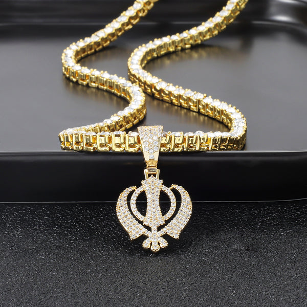 Ek Onkar Zircon Tennis Necklace & Bracelet Set | HNS Studio