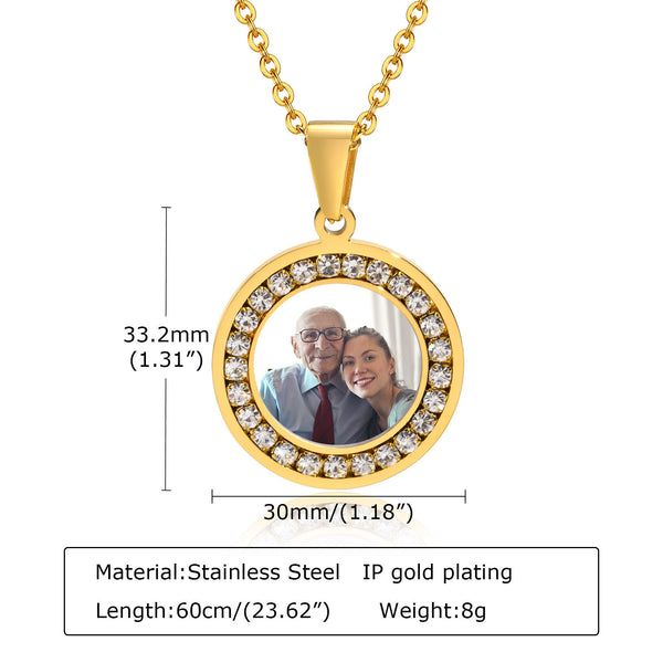 Personalized Photo Necklace with Engraved Message – Custom Picture Pendant