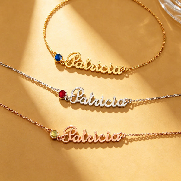 Personalized Name Anklet with Birthstone