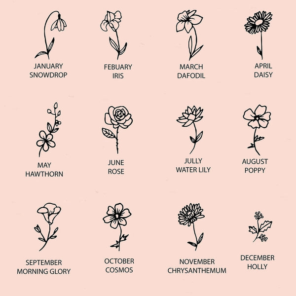 Personalized Birth Flower Bracelet with Birthstone