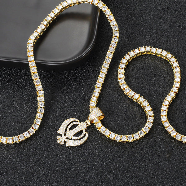 Ek Onkar Zircon Tennis Necklace & Bracelet Set | HNS Studio